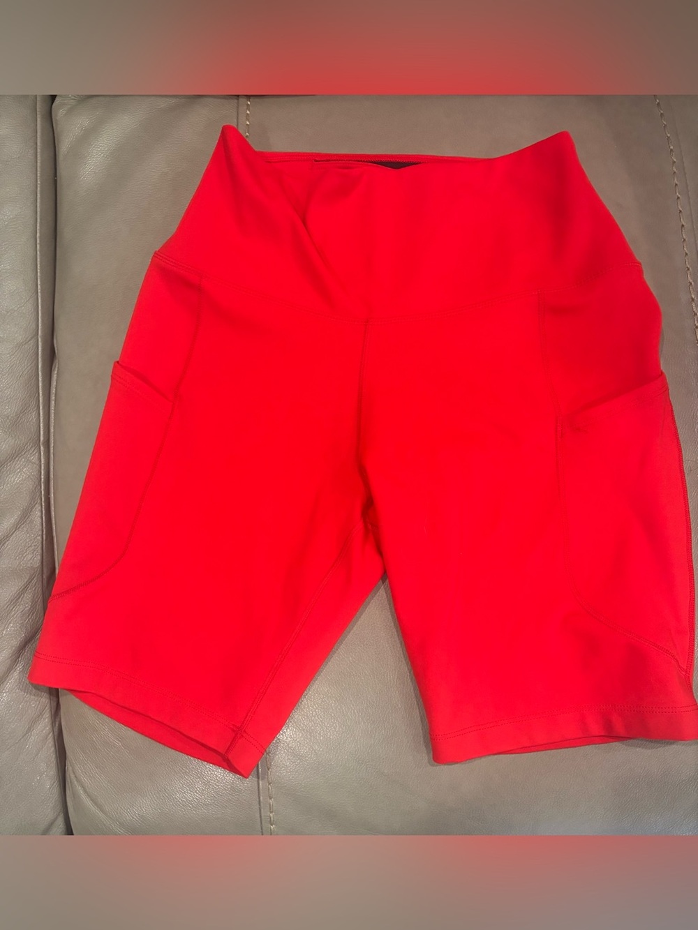 Nike Red High-Rise Bike Shorts with Side Pockets